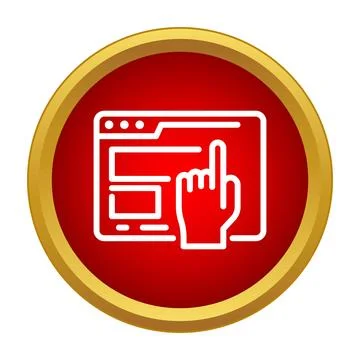 Hand clicking website link on red screen icon Stock Illustration