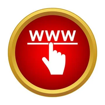 Hand clicking www link button icon Stock Illustration