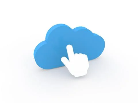 Hand clicks a cloud on a white background. Stock Illustration