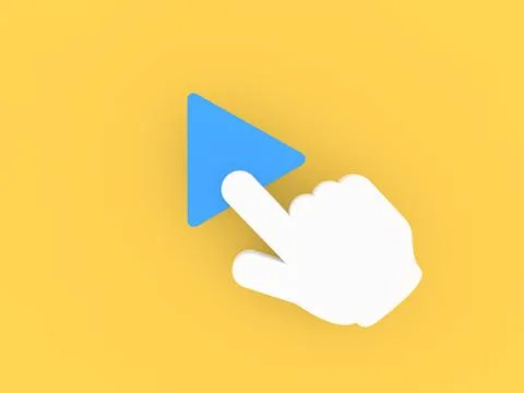 The hand clicks on the multimedia playback icon. Stock Illustration