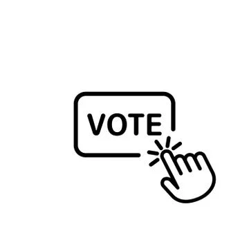 Hand clicks on vote button line icon. Vector on isolated white background. EP Stock Illustration