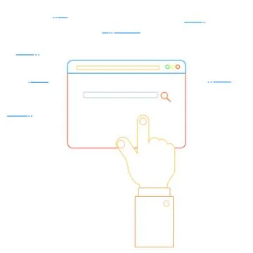The hand clicks on the web page. Vector illustration . Illustrazione stock