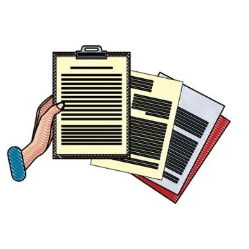 Hand with clipboard and documents scribble 스톡 일러스트