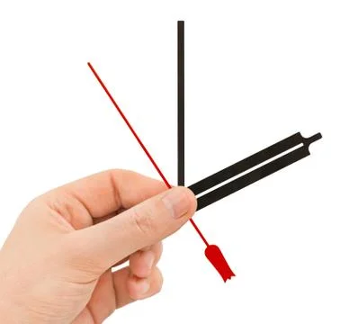 Hand with clock-hands Stock Photos