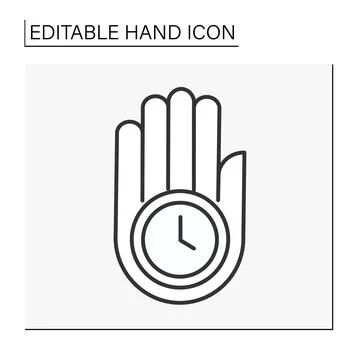 Hand with clock line icon 스톡 일러스트