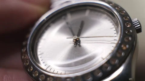 Hand clock watch show the running time. slow motion with running time pointer Stock Footage 169993726