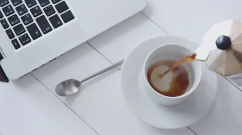 Hand close up pouring coffee in a cup Stock Footage 60404547