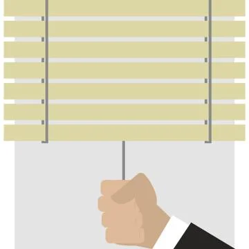 Hand closes blinds Stock Illustration