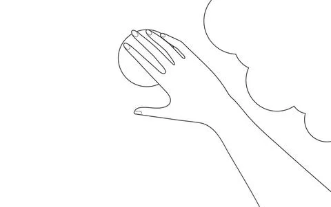 The hand closes the sun in the sky. Vector, flat. Stock Illustration