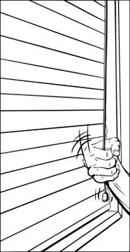 Hand Closing Blinds Outline Stock Illustration