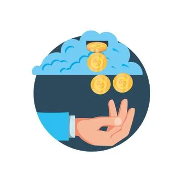 Hand with cloud computing and coins Stockillustratie