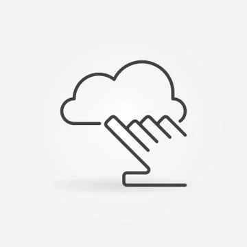 Hand with Cloud outline icon. Vector Cloud Computing sign イラスト素材