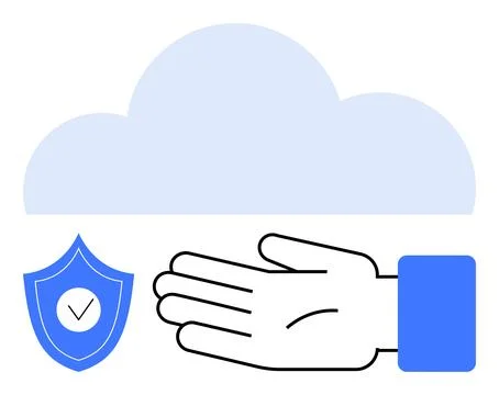 Hand, Cloud, Shield Protection Secure Cloud Computing and Data Safety Concept Stock Illustration