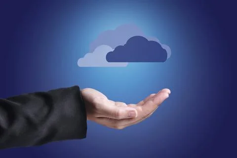 Hand with clouds over them. Cloud computing concept 스톡 사진