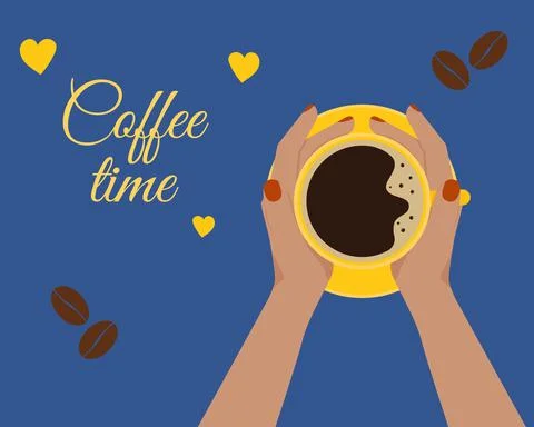 Hand with a coffee cup. Caffeine concept. Flat vector illustration Stock Illustration