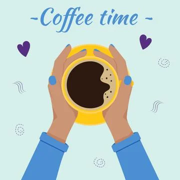 Hand with a coffee cup. Caffeine concept. Flat vector illustration Stock Illustration