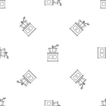 Hand coffee grinder pattern seamless vector Stock Illustration