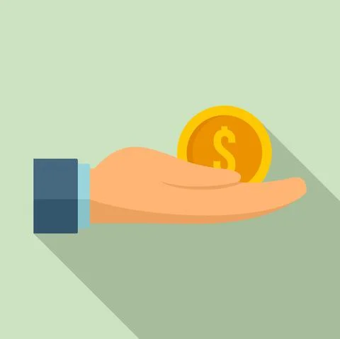 Hand coin bribery icon, flat style Stock Illustration