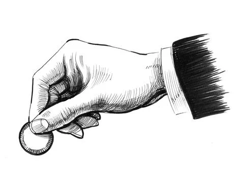 Hand with coin Stock Illustration