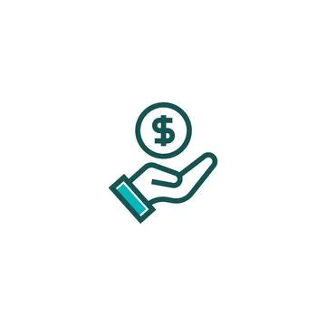 Hand with a coin line icon. linear style sign for mobile concept and web desi Stock Illustration