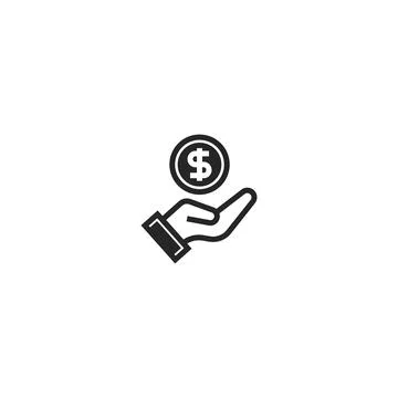 Hand with a coin line icon. linear style sign for mobile concept and web desi Stock Illustration