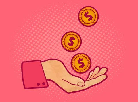 Hand with coins Illustrazione stock