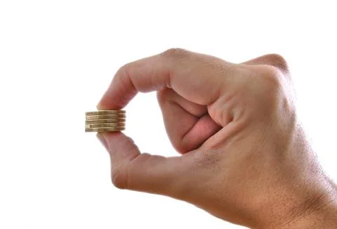 Hand with coins Stock Photos