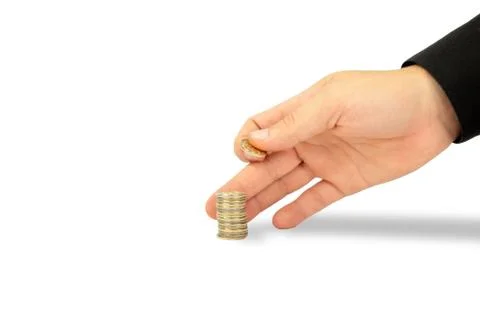 Hand with coins Stock Photos