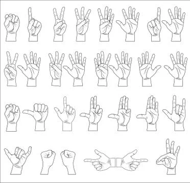 Hand collection - vector line illustration Stock Illustration