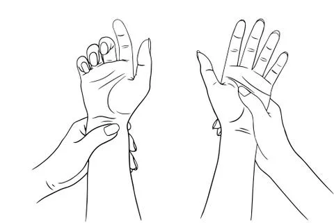 Hand collection on white background Stock Illustration