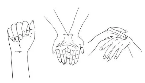 Hand collection on white background Stock Illustration