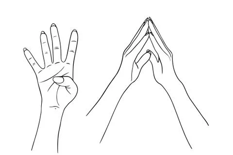 Hand collection on white background Stock Illustration