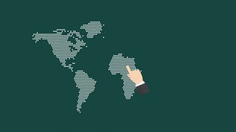Hand collects continents creating a world map from hexagonal dots Stock Footage 212738987