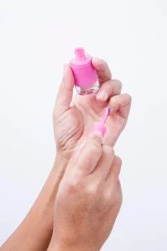 Hand With color Lacquer Stock Photos