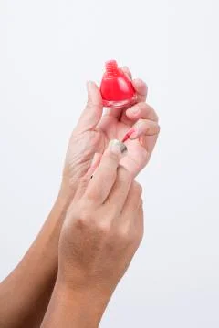 Hand With color Lacquer Stock Photos