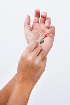 Hand With color Lacquer Stock Photos