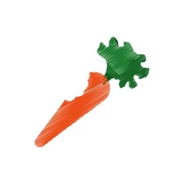 Hand colored drawing carrot bite icon Stock Illustration