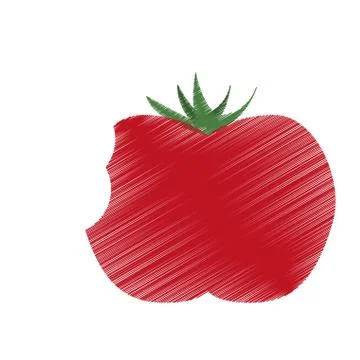 Hand colored drawing tomato bite icon Stock Illustration