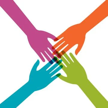Hand Colorful Creative Connection with Teamwork Stock Illustration