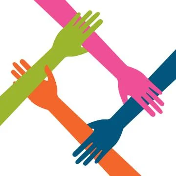 Hand Colorful Creative Connection with Teamwork Stock Illustration