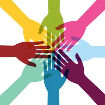 Hand Colorful Creative Connection with Teamwork Stock Illustration