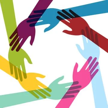 Hand Colorful Creative Connection with Teamwork Stock Illustration