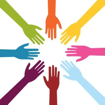 Hand Colorful Creative Connection with Teamwork Stock Illustration