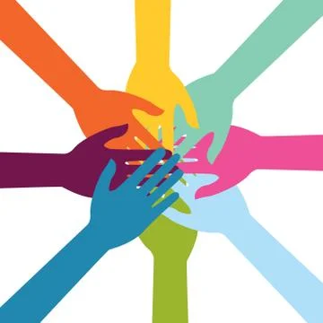 Hand Colorful Creative Connection with Teamwork Stock Illustration