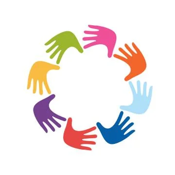 Hand Colorful Creative Connection with Teamwork Stock Illustration