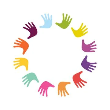 Hand Colorful Creative Connection with Teamwork Stock Illustration