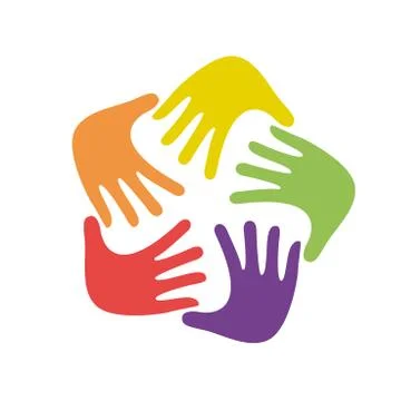 Hand Colorful Creative Connection with Teamwork Stock Illustration