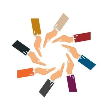Hand Colorful Creative Connection with Teamwork Stock Illustration
