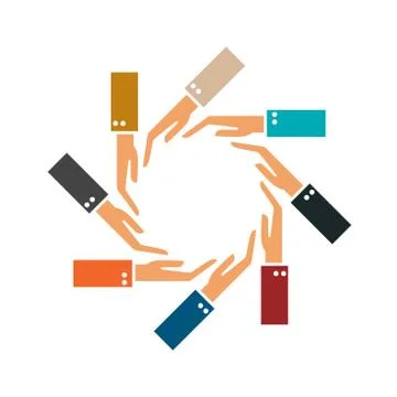 Hand Colorful Creative Connection with Teamwork Stock Illustration