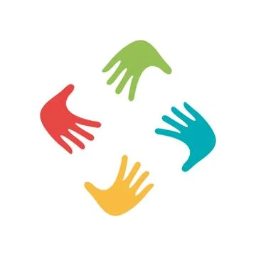 Hand Colorful Creative Connection with Teamwork Stock Illustration